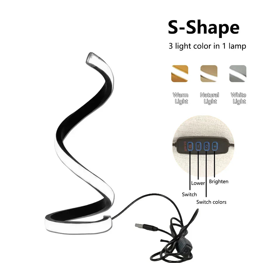 Lámpara de mesa LED espiral moderna
