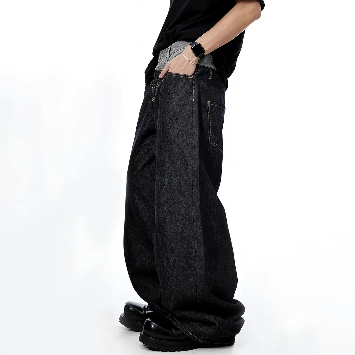 Double-waisted Baggy Wide Leg Jeans
