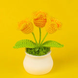 Vintage Handmade Potted Knitted Flowers
