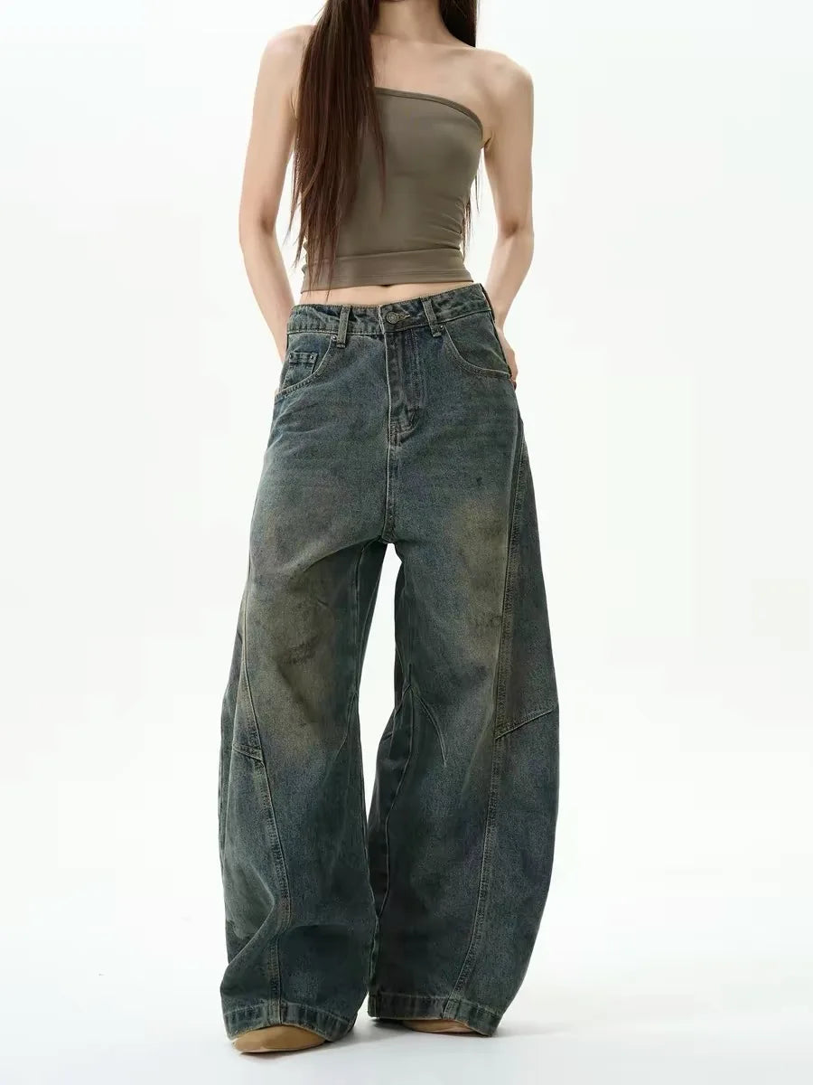 Y2K Rust Dirty Baggy Jeans