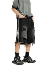 Trendy Ripped Patchwork Distressed Denim Jorts