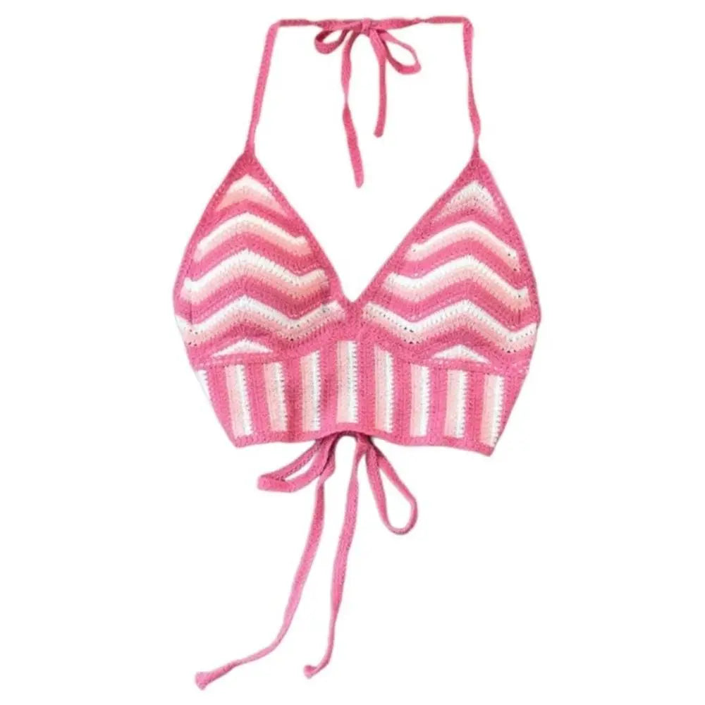 Handmade Knitted Sexy Halter Women Top Crochet