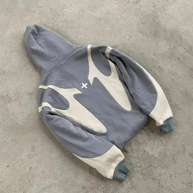 Sudadera con capucha estampada con patrón retro de diablo Y2K