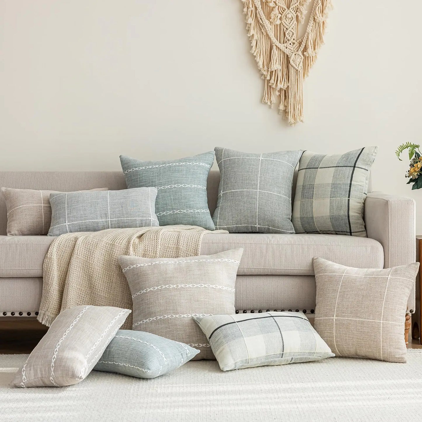 Pillow Embroidery Square Pillowcase for Bedroom