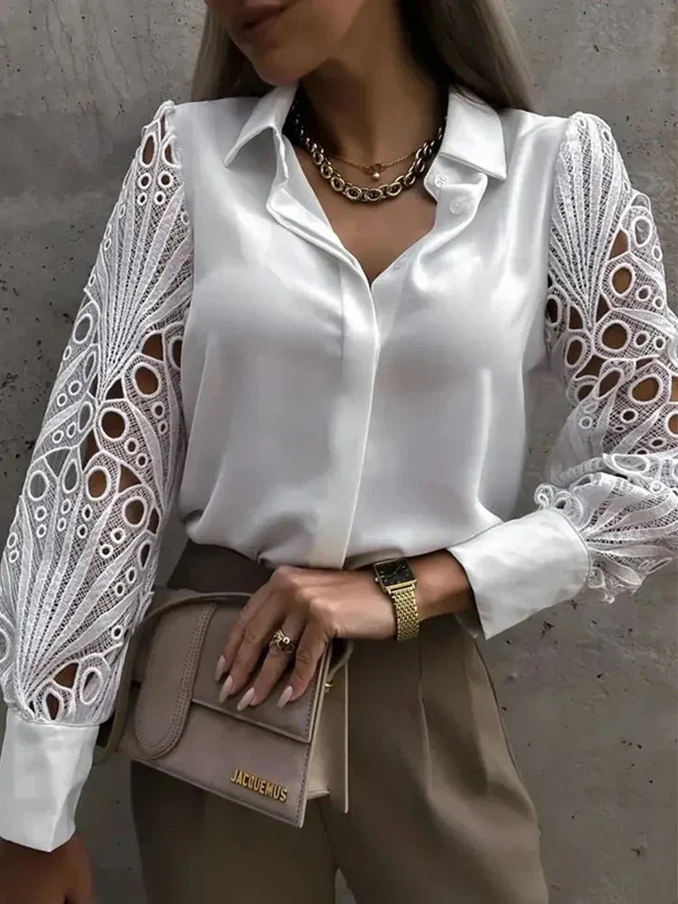Corporate Girl Cut-out V-neck Shirt