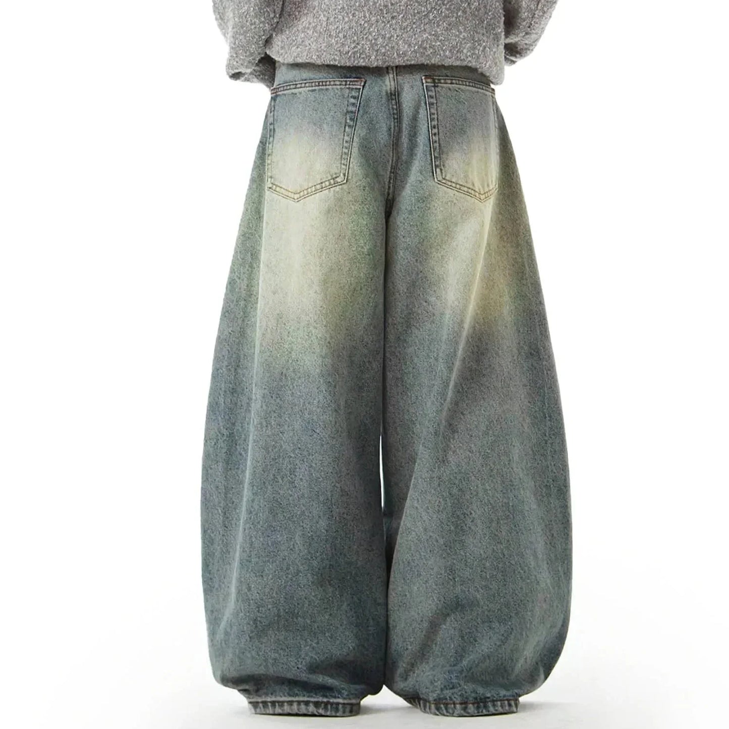Faded Wide Leg Vintage Denim Jeans