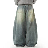 Faded Wide Leg Vintage Denim Jeans