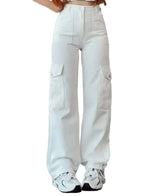 Wide Leg Solid Color Carago Pants