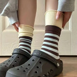 6 Pars Splicing Stripped Color Block Socks