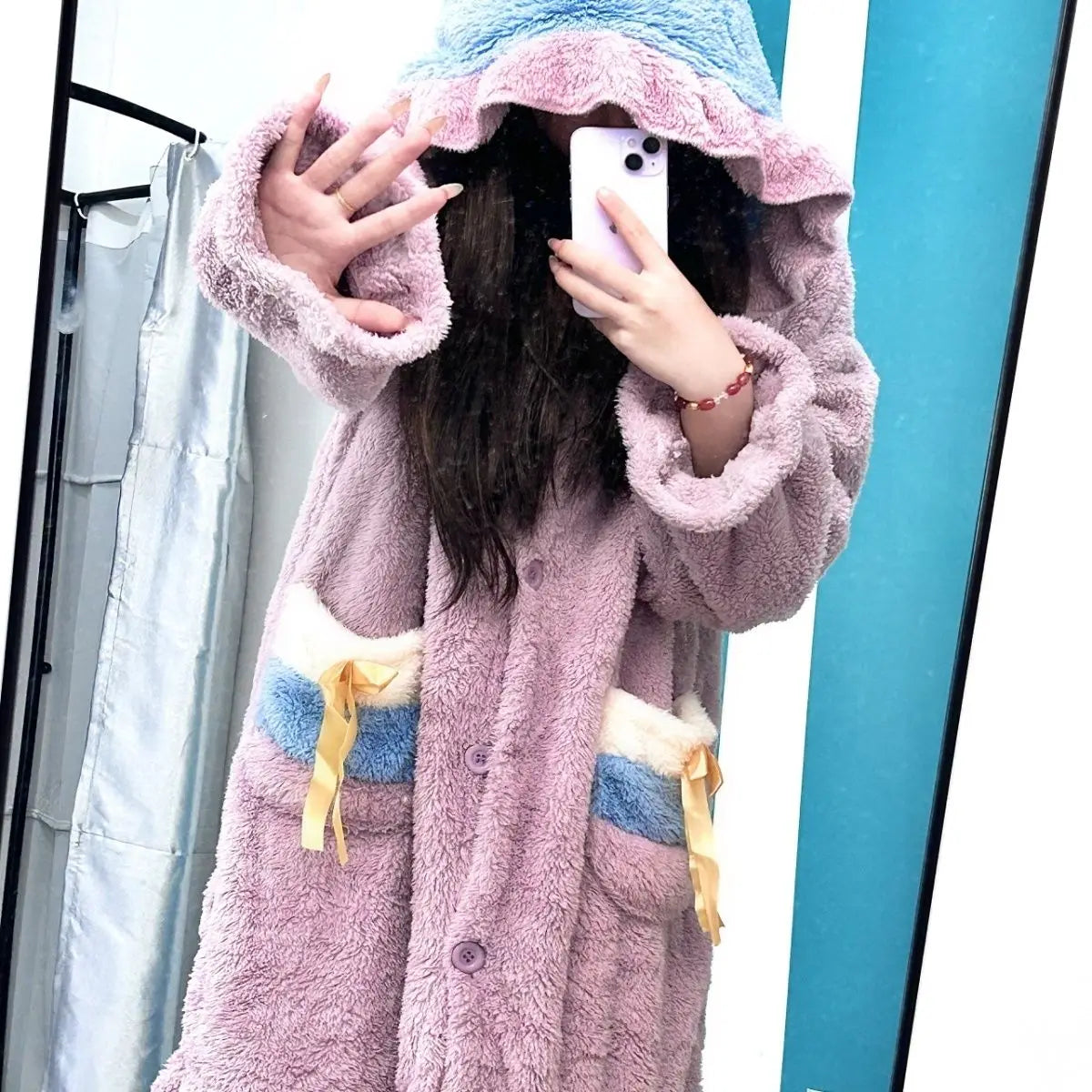 Ruffles Robe Sleepwear Hooded Pyjama