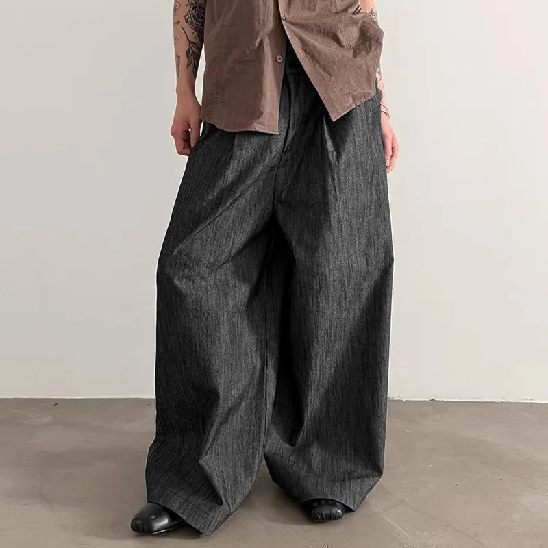 Pantalones anchos de un solo color con botones