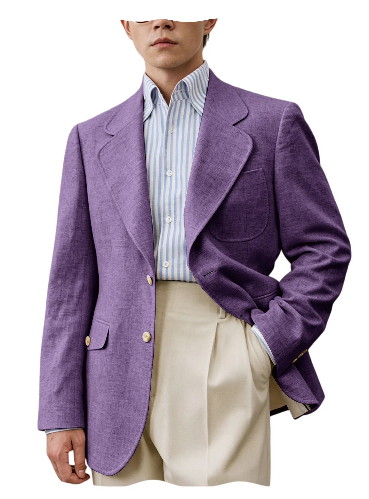 Men Natural Linen Blazer Suit Jacket