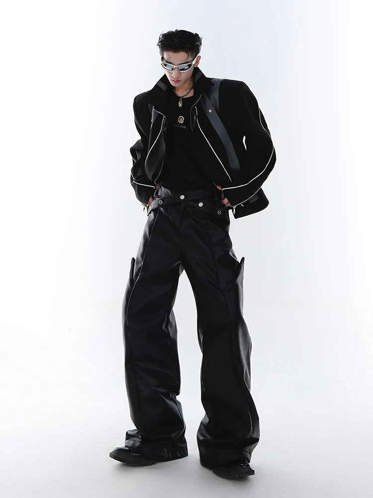 Cyperpunk Straight Leg Leather Pants