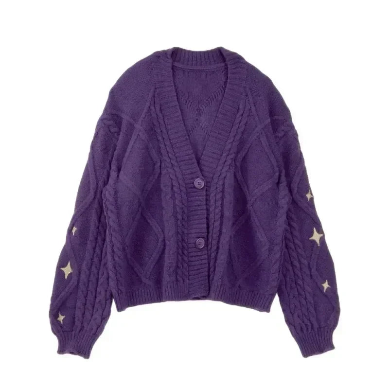 Grüner, bestickter Cardigan mit Knopfleiste