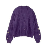 Grüner, bestickter Cardigan mit Knopfleiste