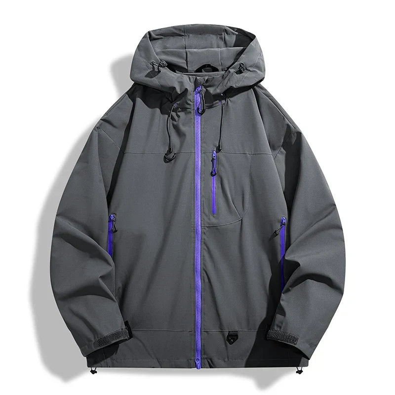 Solid Color Waterproof High Collar Windbreaker Jacket