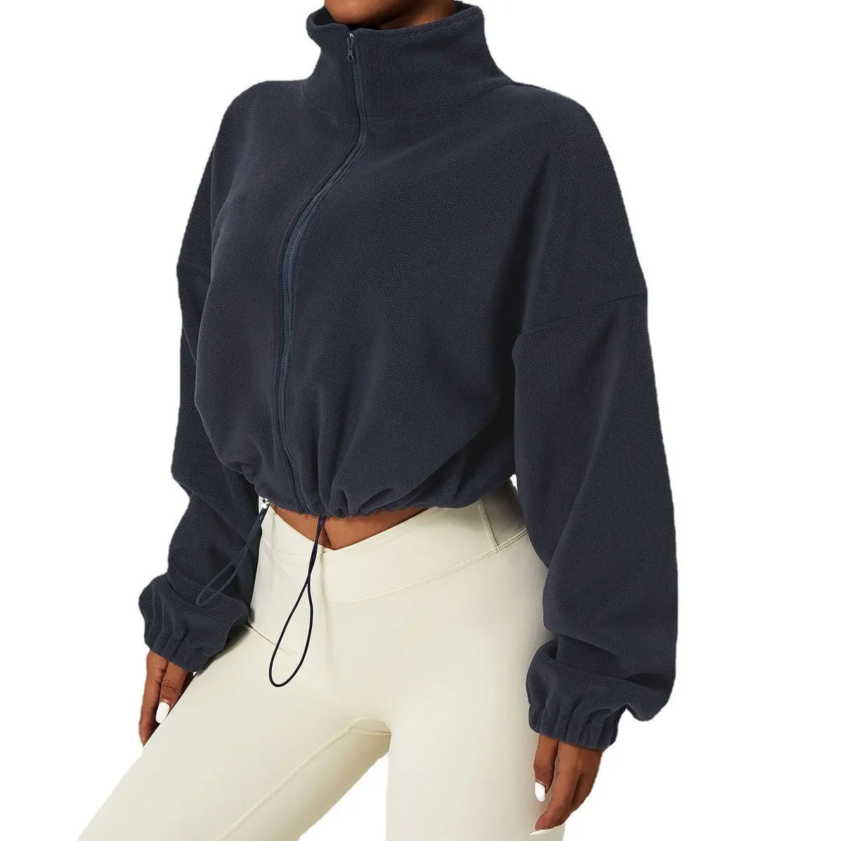 Stand Collar Crop Sweatshirt
