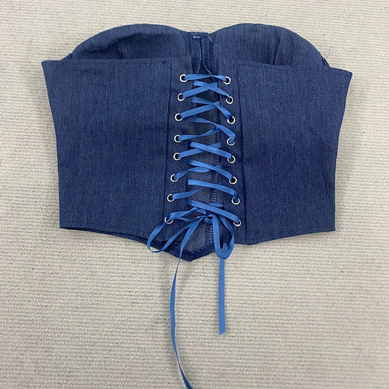 Y2K Denim Strapless Corset