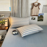Blue Striped Cotton Bedding Set