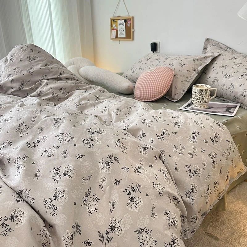 Korean Pink Letter Bedding Set