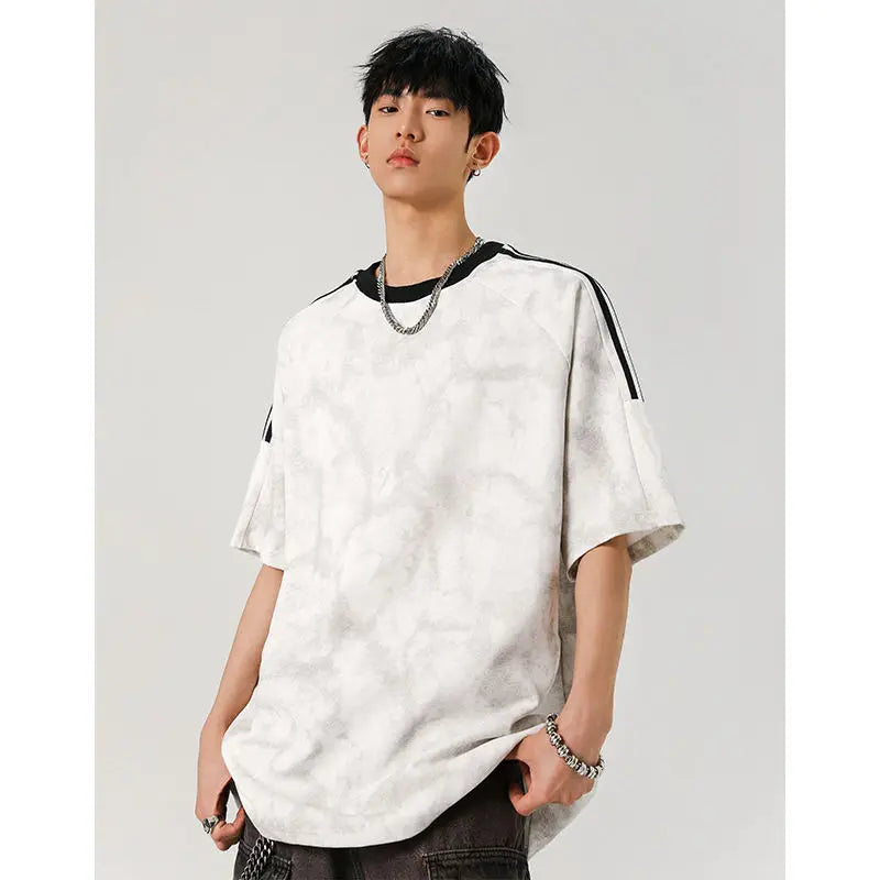 Retro Striped Tie-Dyed Loose T-Shirt