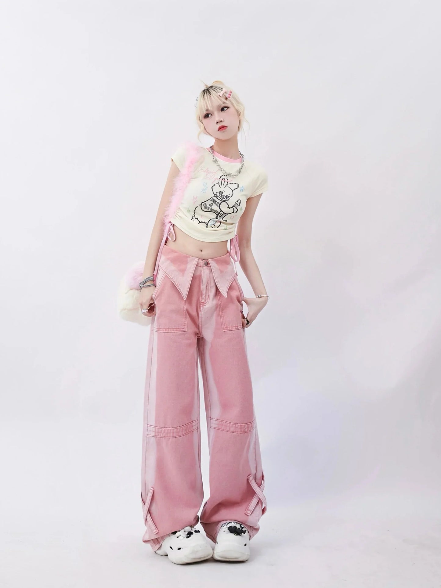 Barbie Core Folded Waist Jeans