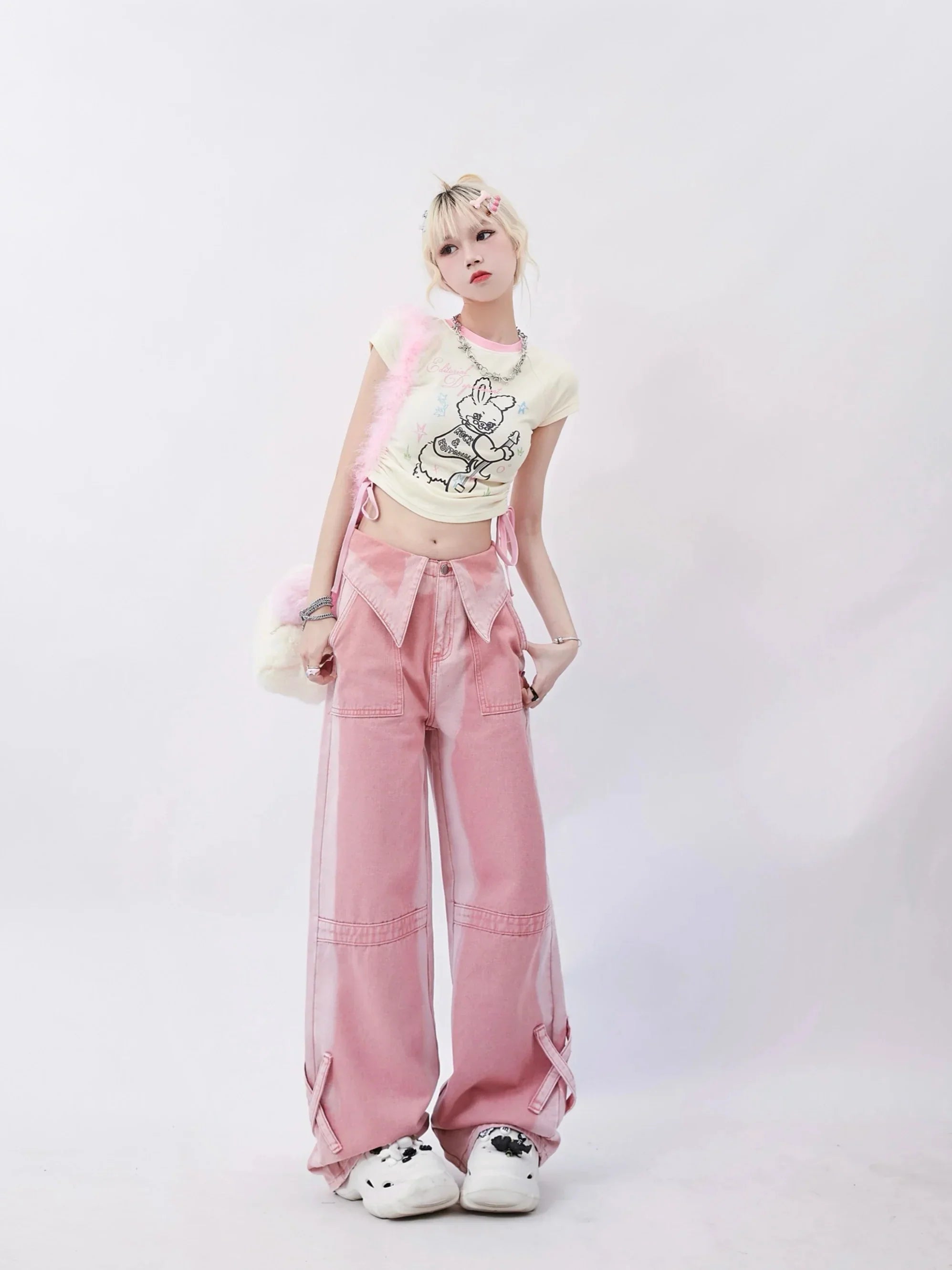 Barbie Core Folded Waist Jeans