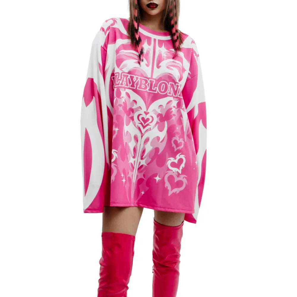 Y2K Retro Pink Motorcycle Sweatshirt