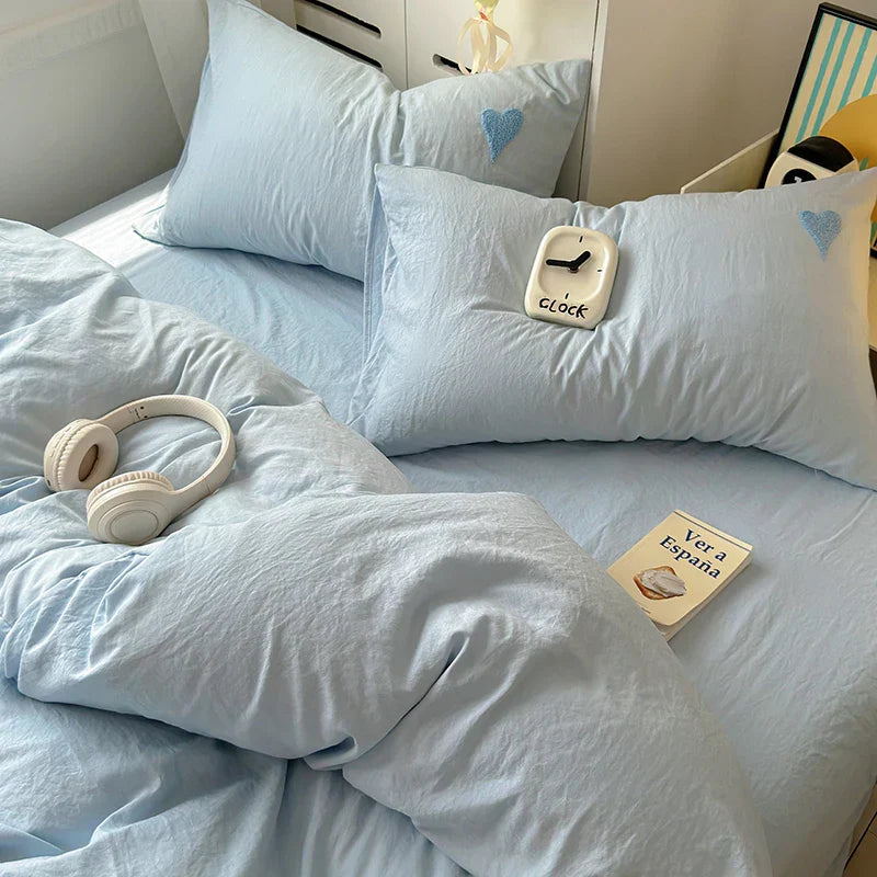 Blue Heart Bedding Set