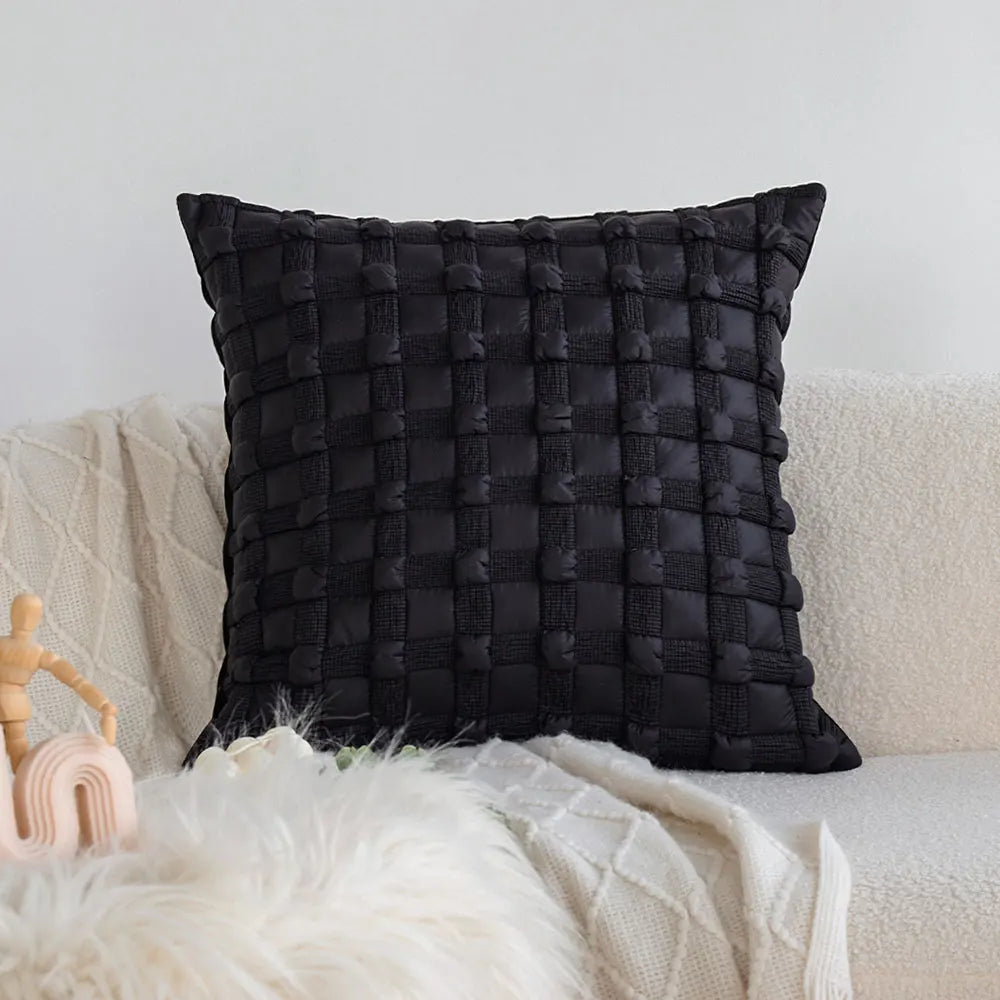 Soft Decorative Cover Plaid Throw Pillow Cover
