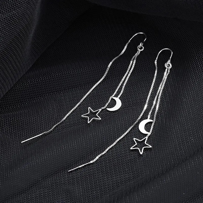 Vintage Silver Star Moon Earrings