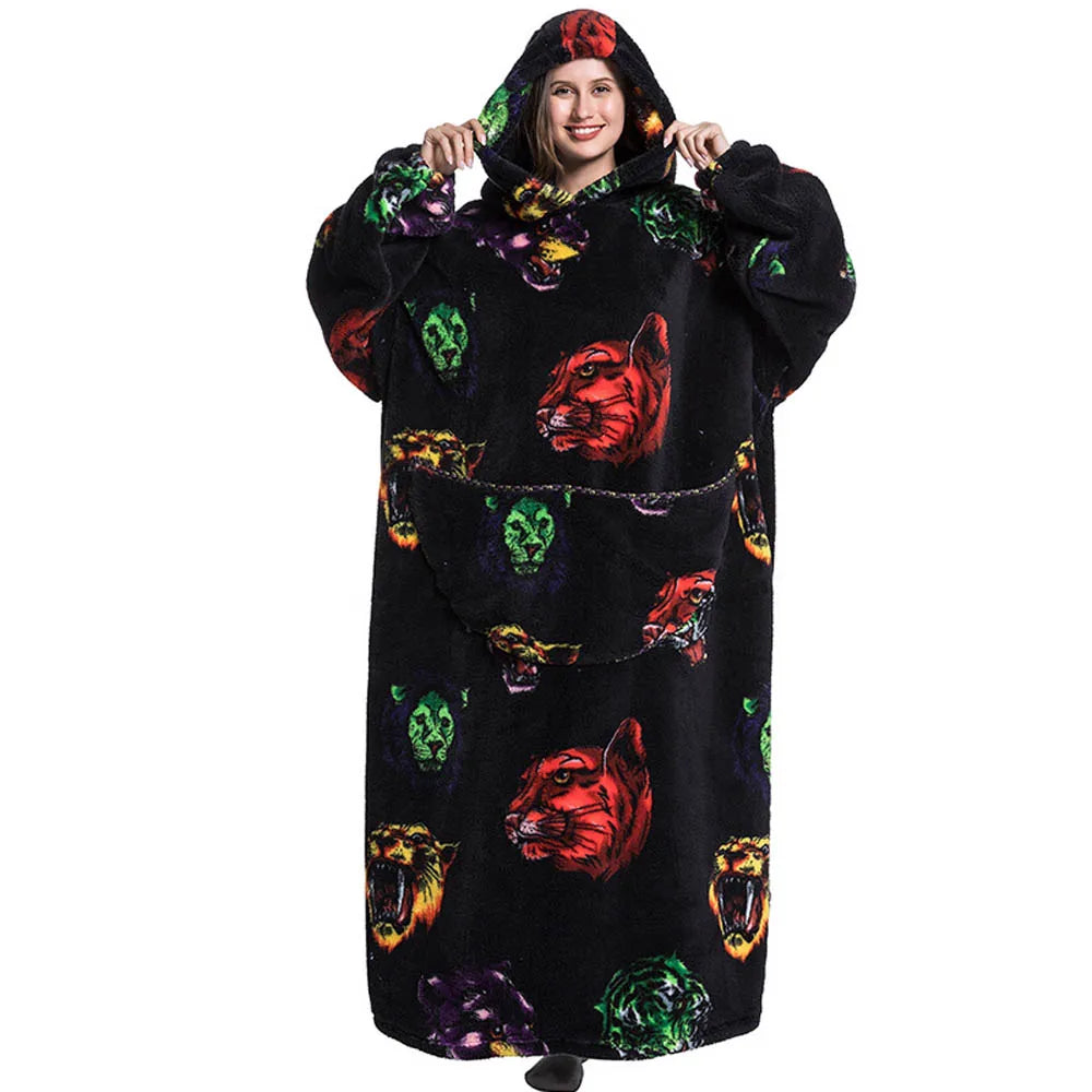 Animal Printed Hooded Blanket