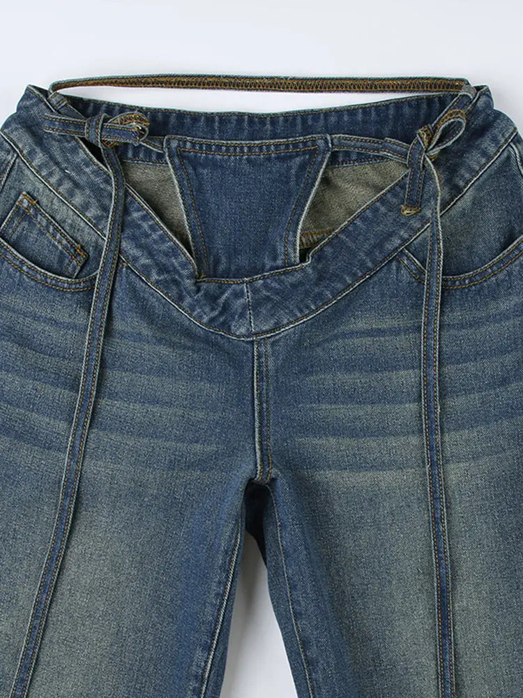 Baddie Cut Out Low Rise Jeans