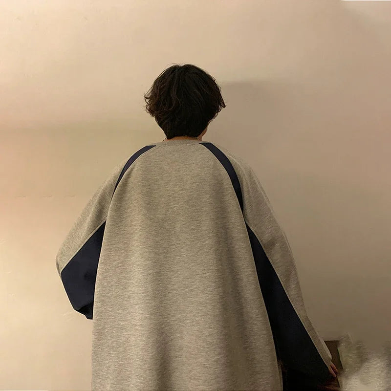 Colorblock Oversized Letter Print Sweatshirt