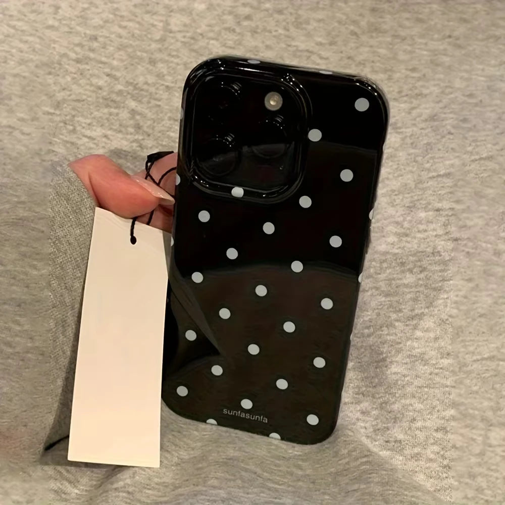 Black White Polka Dot Shockproof iPhone Case