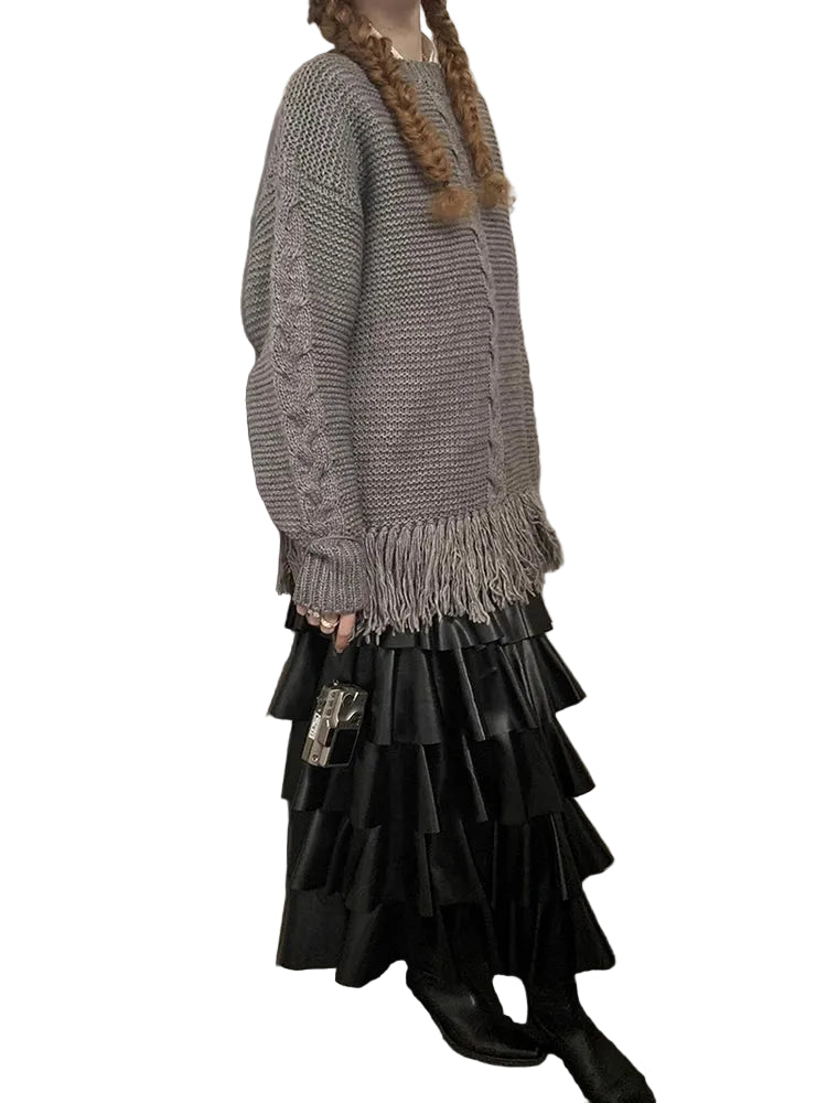 Waist Long Elegant Tiered Skirt