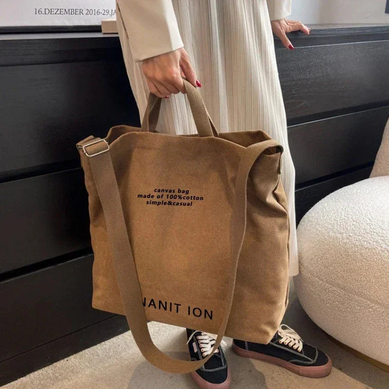 Y2K Canvas Large Tote Shoulder Bag