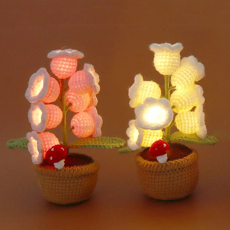 Vintage Handmade Potted Knitted Flowers