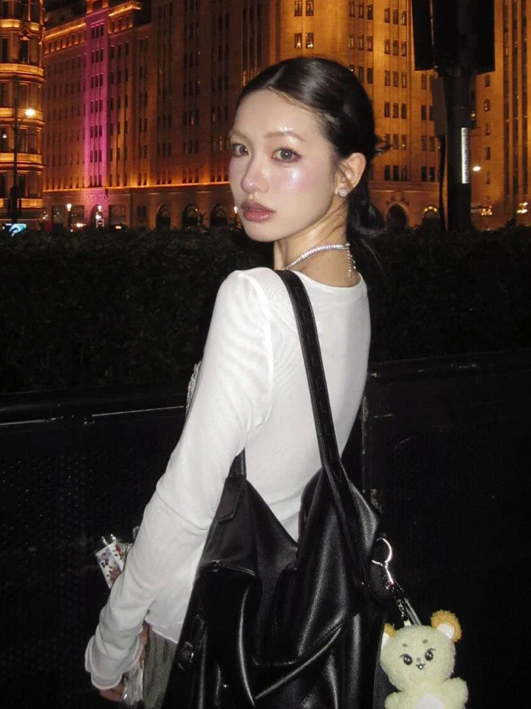 Y2K Mesh Long Sleeve Blouse