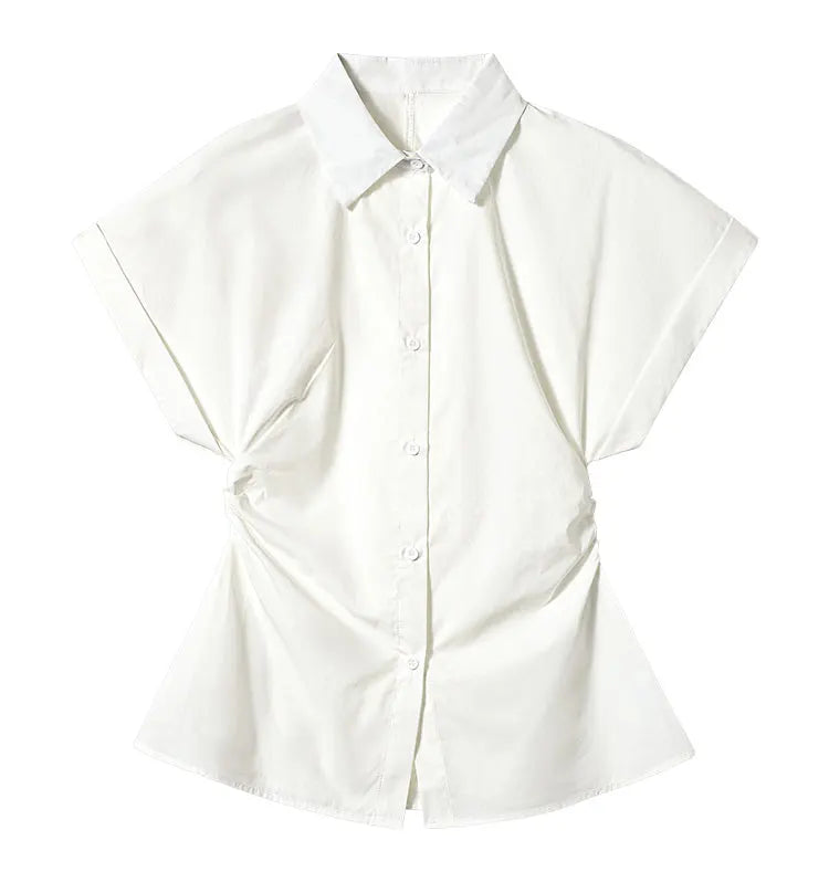 Women Korean Short Sleeve White Shirt