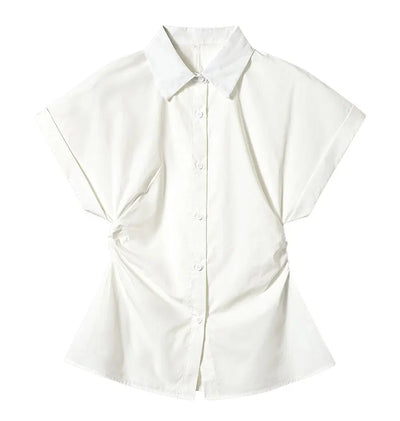 Women Korean Short Sleeve White Shirt