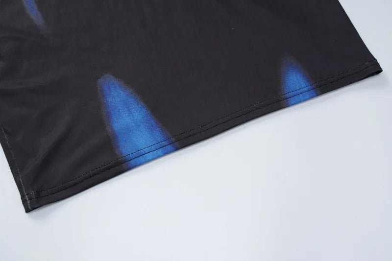 Black shorts with blue accents on a white background