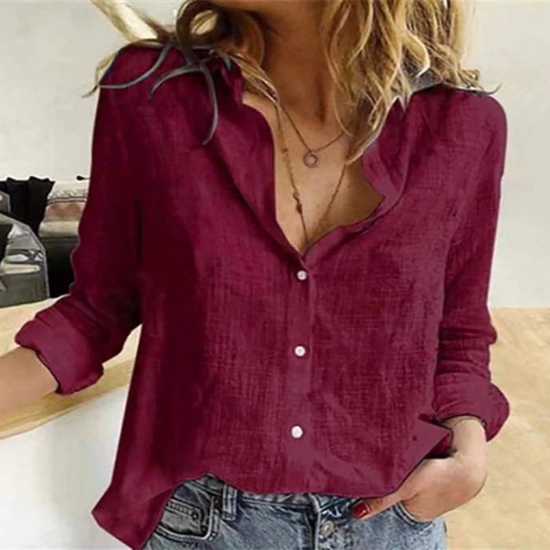 Elegant Cotton Linen Women Shirts