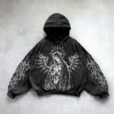 Oversize Revival Retro Black Washed Hoodie
