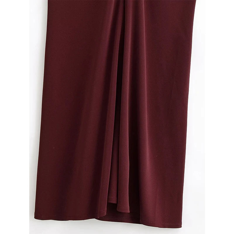 Women's Burgundy Spaghetti Strap Maxi Dresses