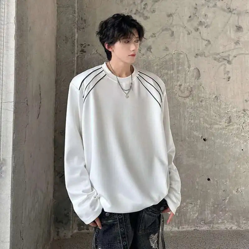 Padded Round Collar Long T-Shirt