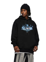 Graphic Black Velvet Lined Hoodie
