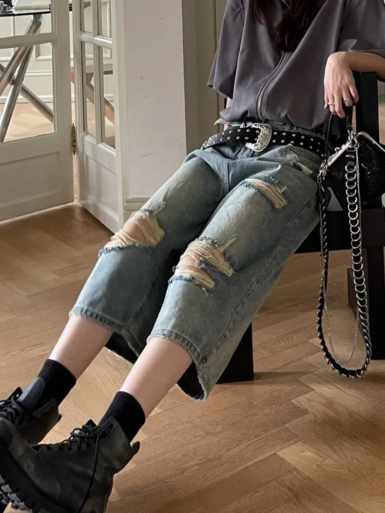 Vintage blaue zerrissene Distressed Jorts