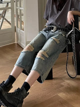 Vintage blaue zerrissene Distressed Jorts