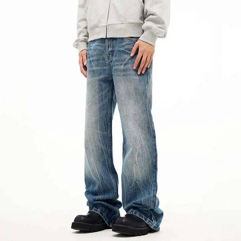 Lightning Pattern Wide Leg Denim Pants